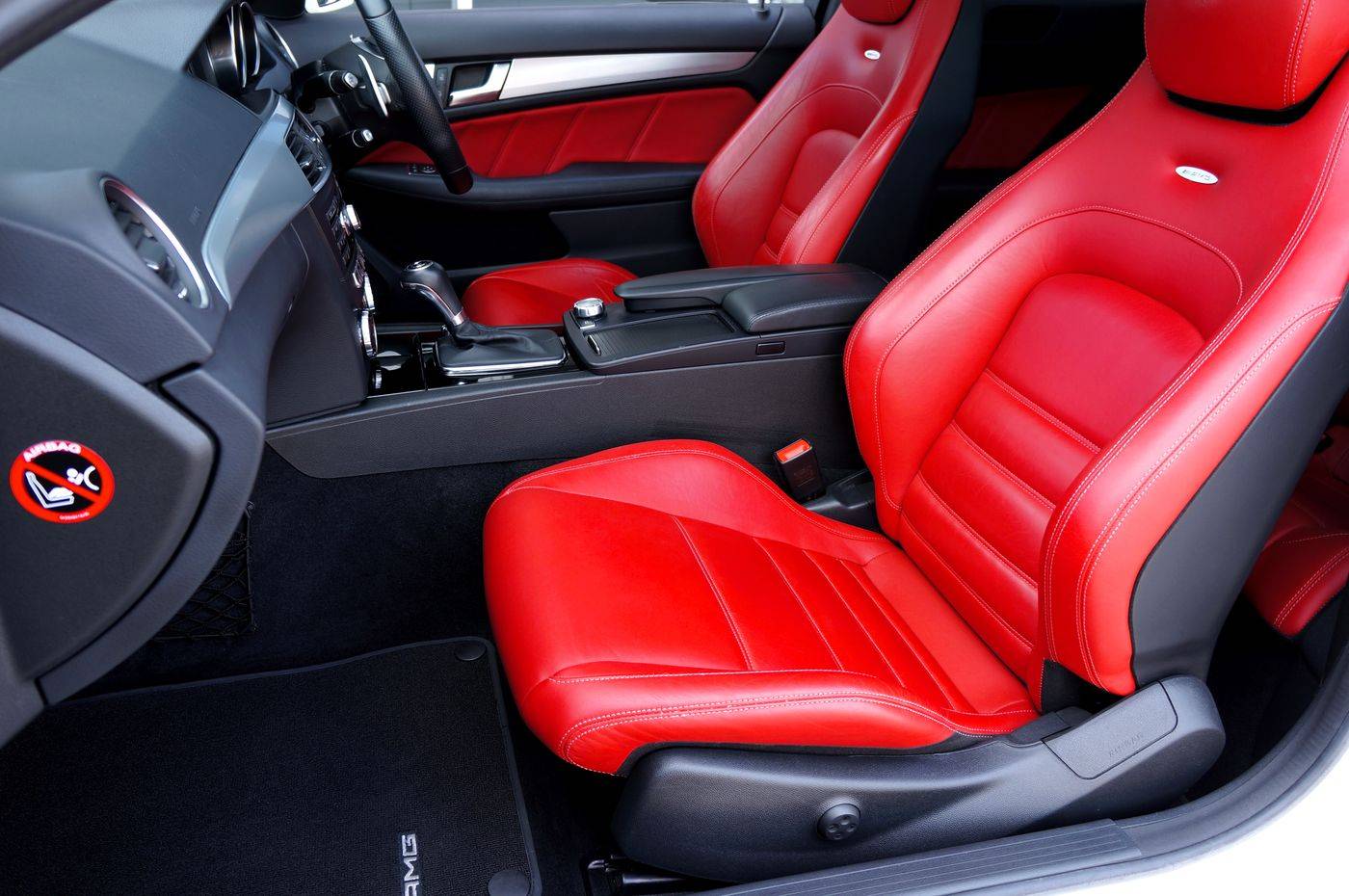 Clean red leather car seats